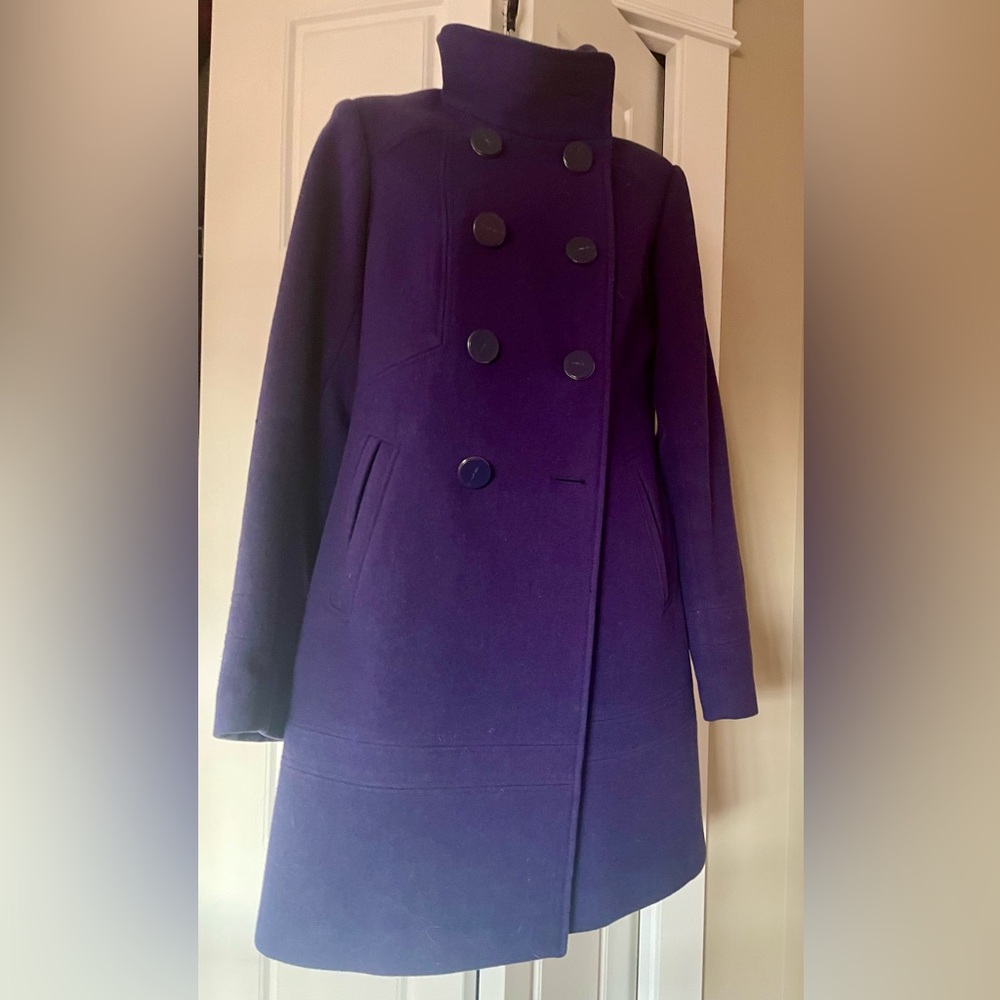 Royal purple wool blend coat